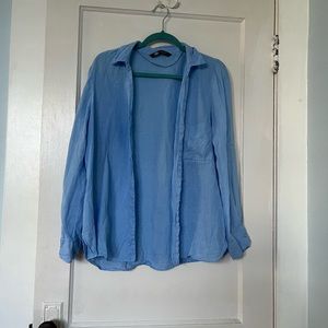 Women’s Zara Blue Linen Button Up